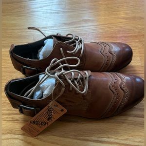 New Italian Replay Round Toes Booster Mens Leather Mid Shoes Size 7.5